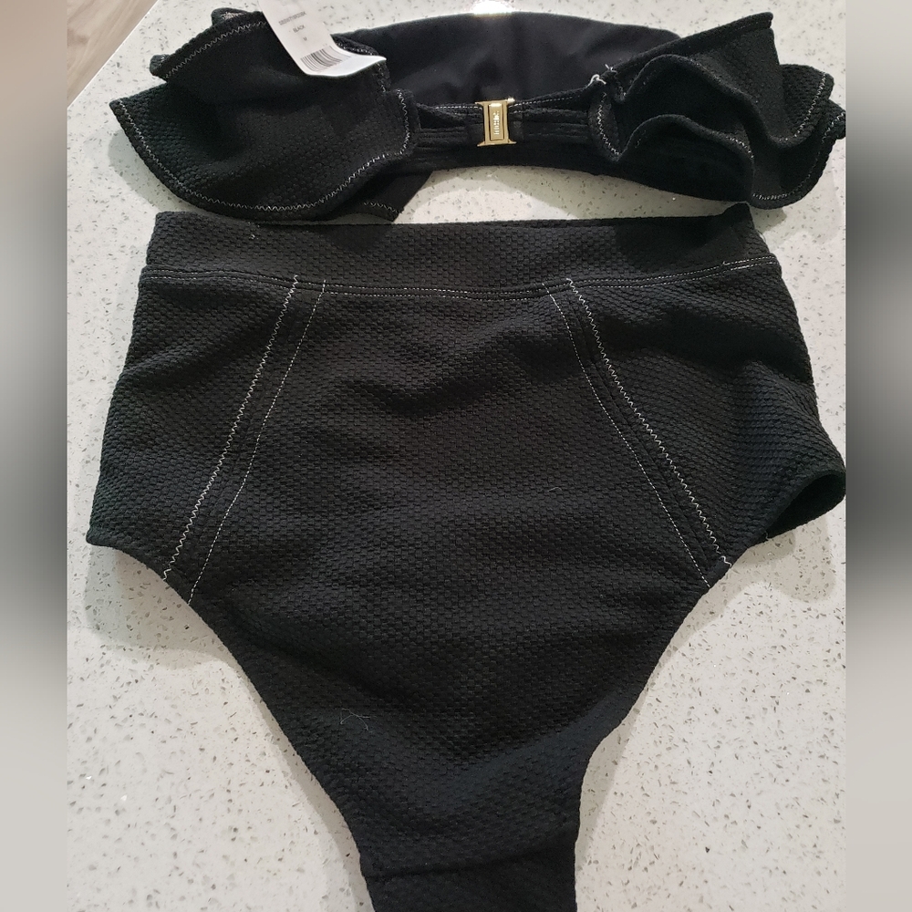 New Suboo Kaia Ruffle High Waisted Bikini Top M/Bottom L - Picture 9 of 11